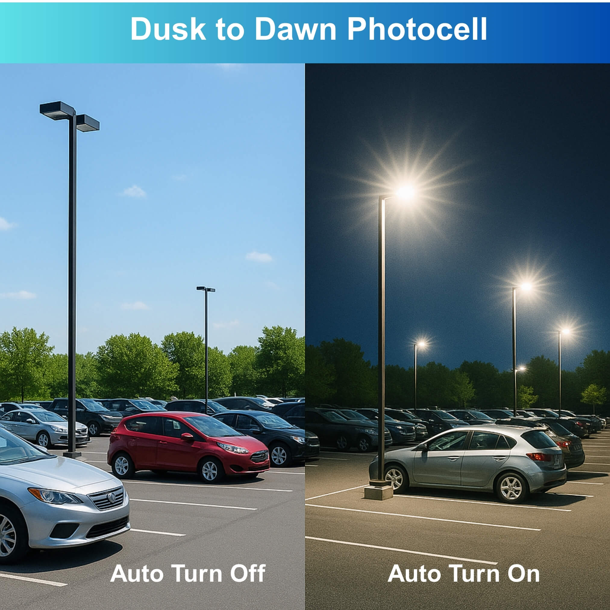 LED Street Light 150W - Parking Lot Light with Photocell, Dusk to Dawn Outdoor Flood Light for Commercial, Pole Barn, Street, Stadium - 5700K Daylight, 20000LM, IP65 Waterproof - Image 6