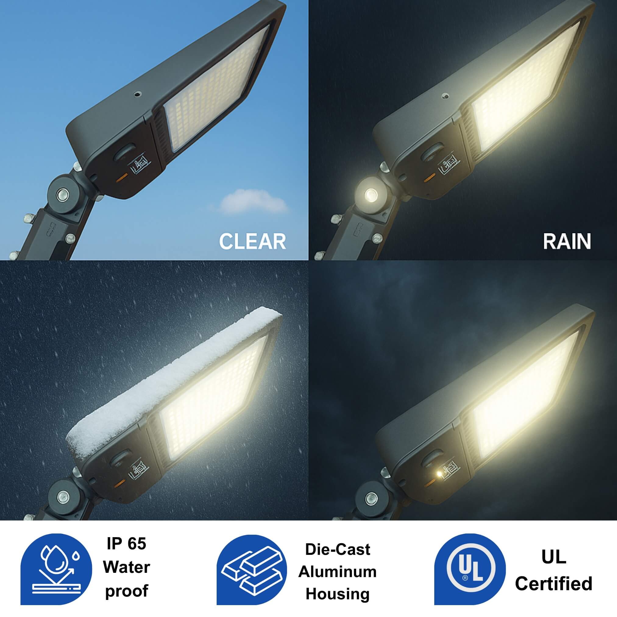 LED Street Light 150W - Parking Lot Light with Photocell, Dusk to Dawn Outdoor Flood Light for Commercial, Pole Barn, Street, Stadium - 5700K Daylight, 20000LM, IP65 Waterproof - Image 5